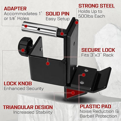 Yes4All Power Rack J-Hooks & Attachments ??Heavy Duty Barbell Holders Compatible with 2x2 & 3x3