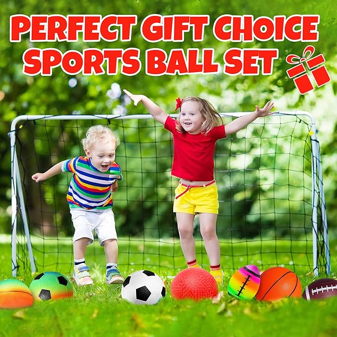 8.5 Inch Sports Balls Set 7 Pack,Playground Balls for Kids&Adults, Includes Soccer Ball