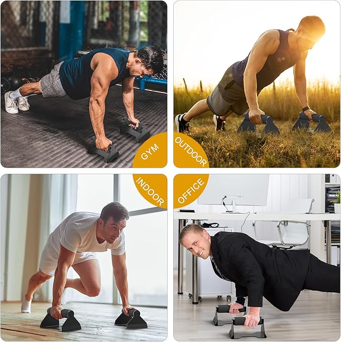 Kipika Push Up Bars, Pushup Stands, Ergonomic Wooden Handles, Anti-slip Rubber Base Pads