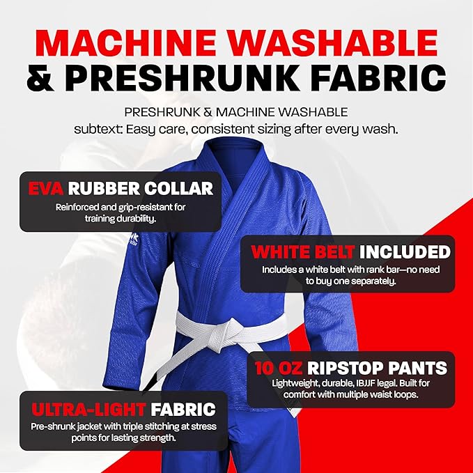Hawk Sports Brazilian Jiu Jitsu Gi for Men and Women with Jacket, Pants, and White Belt for Martial