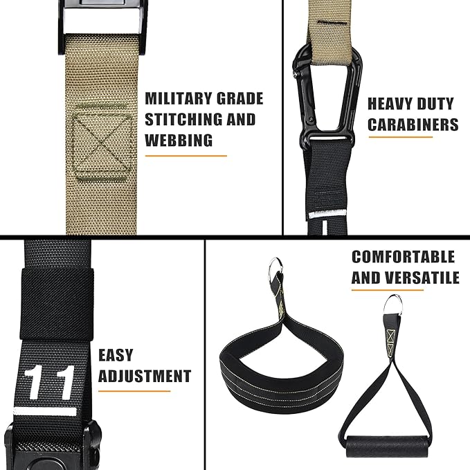 Suspension Trainer, Bodyweight Training Straps for Full Body Workouts at Home, Includes Door