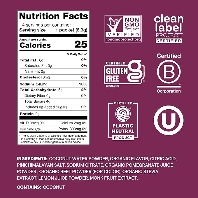 Cure Hydration | Plant-Based Electrolyte Drink Mix | No Added Sugar | FSA-HSA | Dehydration Relief