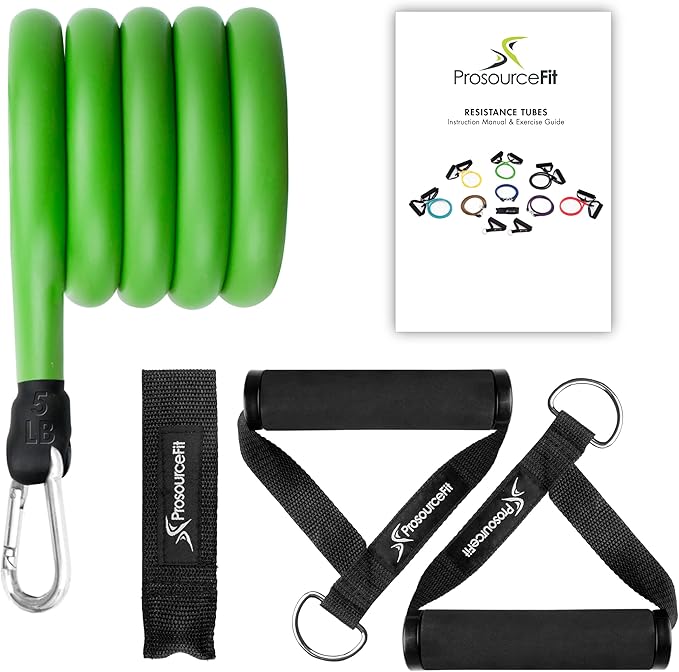 ProsourceFit Single Stackable Resistance Bands with Door Anchor and Exercise Guide, 5-8 LB, Heavy