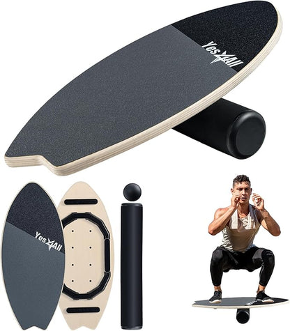 Yes4All 2-in-1 Balance Boards Set, 9 Adjustable Modes Surf Trainer, Wobble Board Exercise for