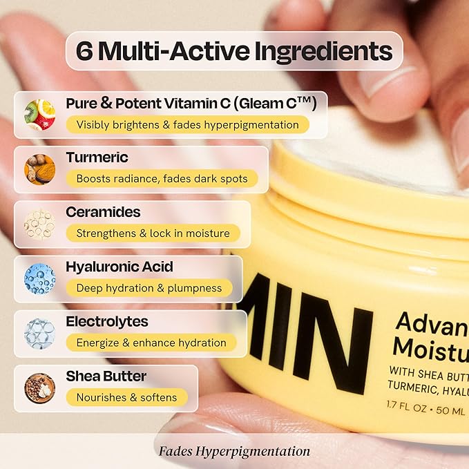 Gleamin Advanced Brightening Face Moisturizer - Face Cream for Women & Men with Vitamin C