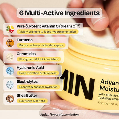 Gleamin Advanced Brightening Face Moisturizer - Face Cream for Women & Men with Vitamin C