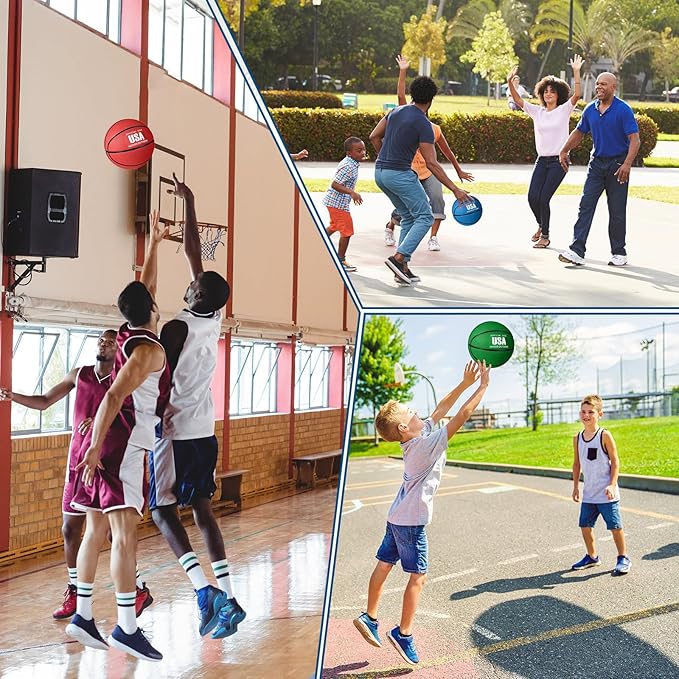 Jenaai 6 Pcs Rubber Basketballs Official Size Bulk Streetballs Multicolor Basket Balls with Pump