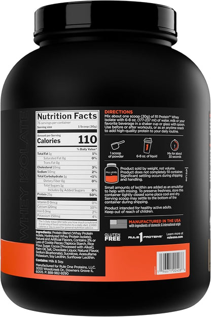 Rule 1 R1 Protein Whey Isolate - with 25g Protein & 6g BCAA Exclusively from Isolated & Hydrolyzed