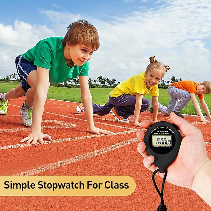 Stopwatch Sport Timer, 2 Pack Large Display Digital Stopwatch Timer with Date Time, No Alarm Silent