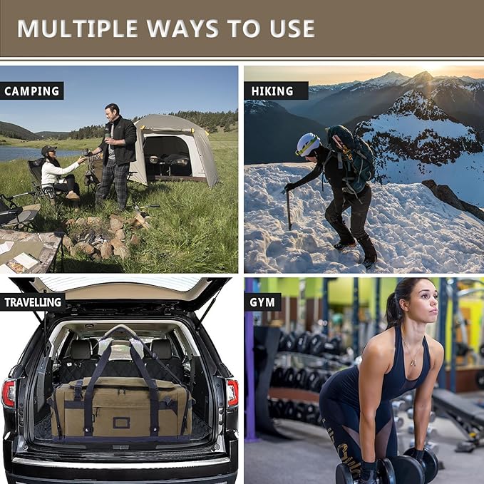 Large Duffle Bag for Travel - Men & Women, Foldable Gym Duffle Backpack, Heavy Duty Tactical