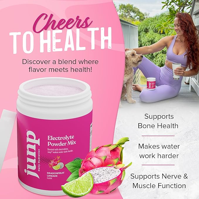 JUNP Electrolytes Powder No Sugar No Carbs - Dragonfruit Limeade Keto Electrolyte Drink Mix