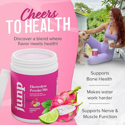 JUNP Electrolytes Powder No Sugar No Carbs - Dragonfruit Limeade Keto Electrolyte Drink Mix