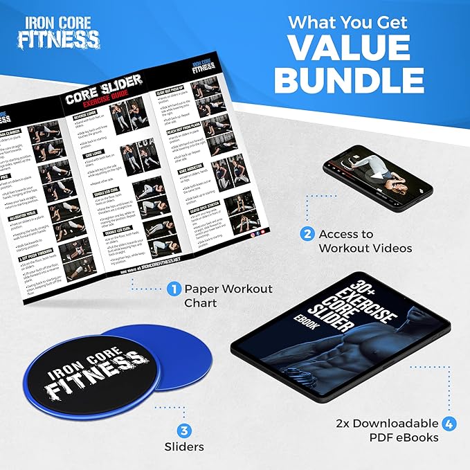 Core Sliders for Working Out, Dual Sided Exercise Gliding Discs for Use on All Surfaces, Ultimate