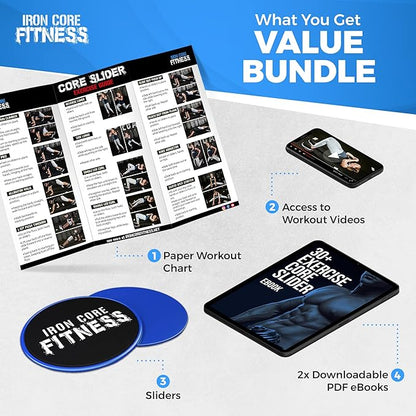 Core Sliders for Working Out, Dual Sided Exercise Gliding Discs for Use on All Surfaces, Ultimate