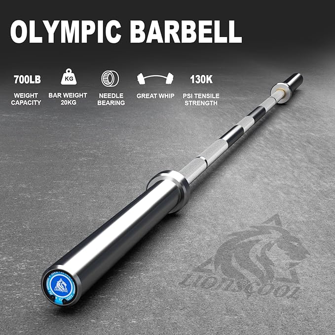 LIONSCOOL 7FT Olympic Barbell for Weightlifting, Power Lifting, 2 Inch Strength Training Bar for