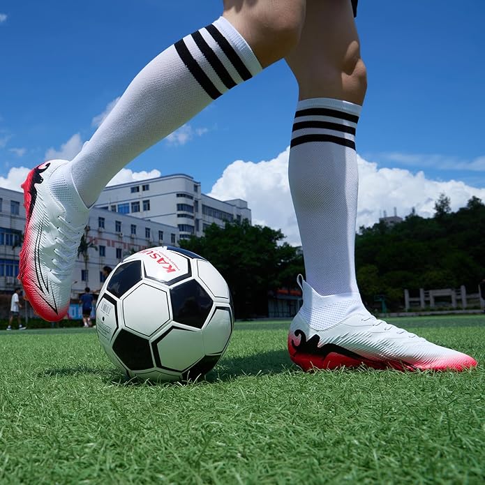 Men's High Top Soccer Shoes FG Long Spikes Adult Football Shoes Lightweight Professional Athletic