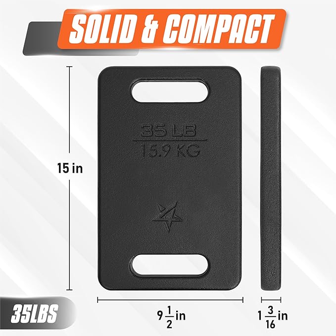 Yes4All Ruck Weight Plate, Cast Iron Rucking Plates with Wide Grip for Swings, Squat, Strength