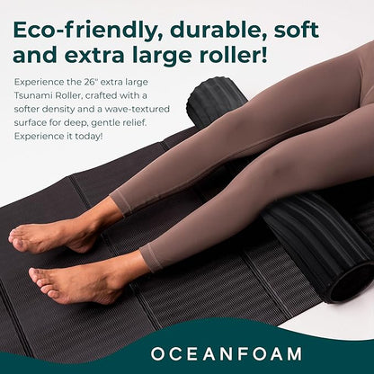 Oceanfoam Tsunami Roller (Black & Charcoal Marbled) - Soft, Textured Foam Roller for Physical