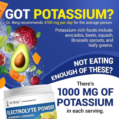 Dr. Berg Zero Sugar Hydration Keto Electrolyte Powder - Enhanced w/ 1000 mg of Potassium & Real