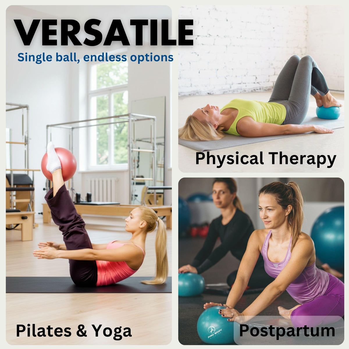 ProBody Pilates Ball Small — 9 Inch Small Exercise Ball (Blue)