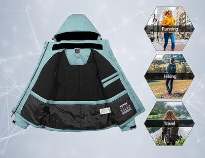 Little Donkey Andy Women's Waterproof Hiking Skiing Jacket with Removable Hood, Fleece Lined Winter