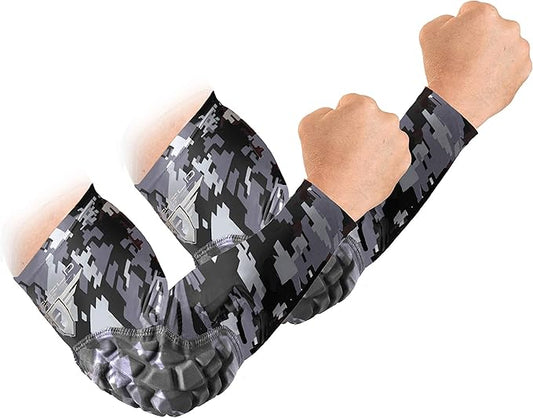 Bucwild Sports B Padded Elbow Arm Sleeves for Basketball Football Volleyball Youth & Adult Size