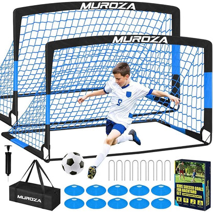 Soccer Goal, Kids Soccer Goals for Backyard Set, 2 Pack of Portable Pop Up Soccer Net with Soccer