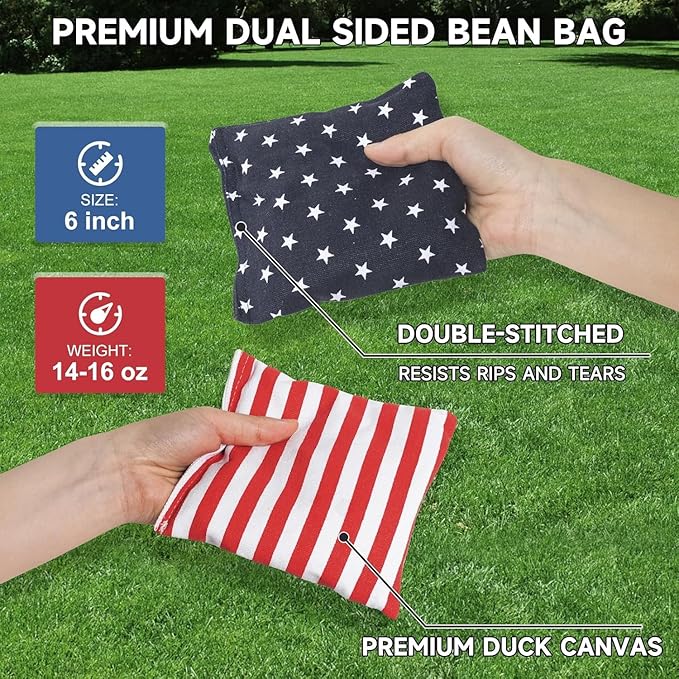 Cornhole Board Set with Carrying Bags & 8 Bean Bags Corn Hole Boards Bean Toss Game for Adults