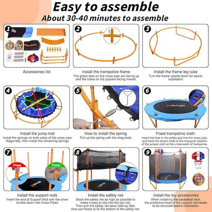 Ativafit 60'' Rebounder Trampoline Indoor Outdoor for Kids Ages 1-8, 5 FT Recreational Toddler
