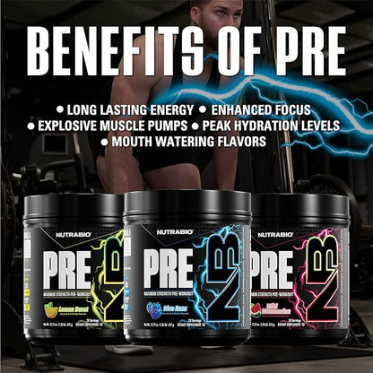 NutraBio Preworkout Powder, Blue Razz| Explosive Energy, Laser Focus, Extreme Pumps| Pre Workout