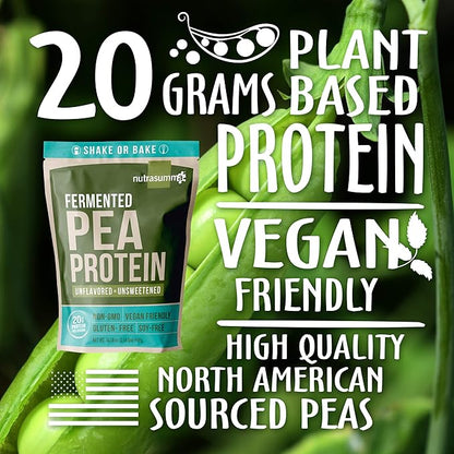Pea Protein Powder, Unflavored and Unsweetened Sugar Free Vegan, 100% Plant Based, Non GMO, Gluten