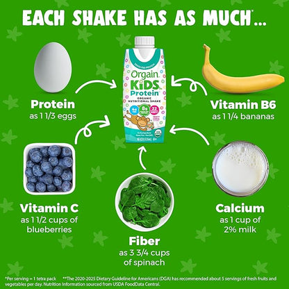 Orgain Organic Kids Nutritional Protein Shake, Fruity Cereal - Kids Snacks with 8g Dairy Protein