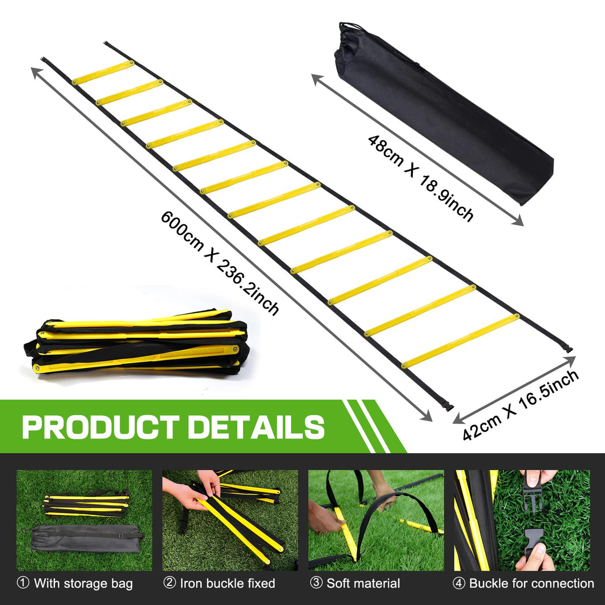 Happy Jump Agility Ladder 12 Rung 20 FT Speed Training Ladder Drill Sports Workout Equipment for