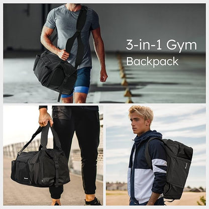 Small Gym Bag for Men with Shoes Compartment and Wet Pocket Convertible Duffle Bag and Gym Backpack