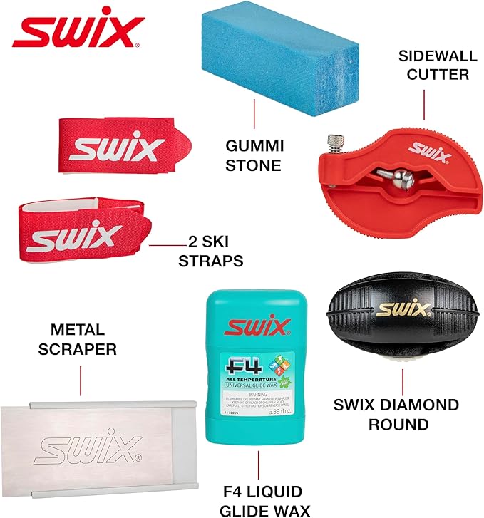 Swix Ski and Snowboard Touchup and Wax Kit - Comprehensive Winter Sports Maintenance Set with F4