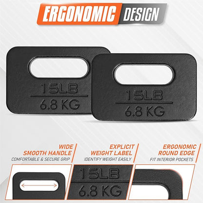 Yes4All Ruck Weight Plate, Cast Iron Rucking Plates with Wide Grip for Swings, Squat, Strength