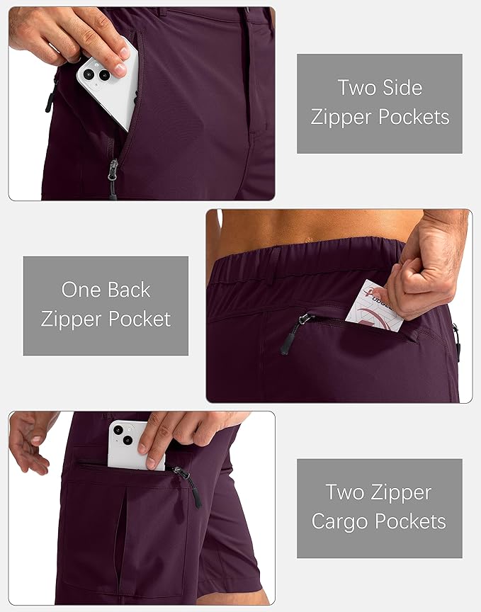 Pudolla Men's Hiking Cargo Shorts 9" Lightweight Outdoor Work Shorts for Men Travel Golf Camping