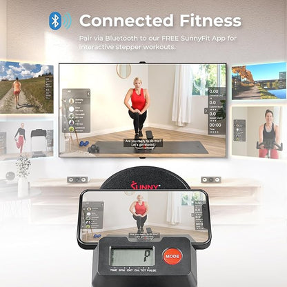 Sunny Health & Fitness Stair Stepper w/Handlebar, Extended Step Range Climber Machine for Legs
