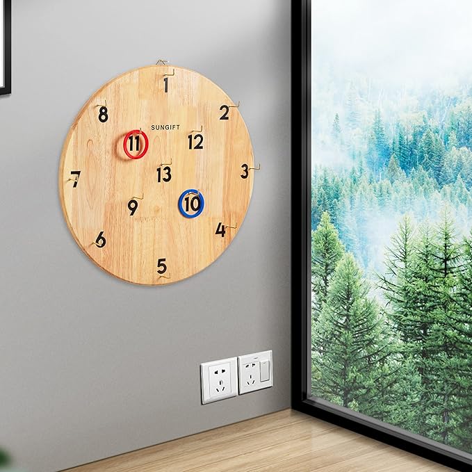 SUNGIFT Hook Ring Toss Game for Adults & Kids - Yard Hooky Ring Tossing Games - Hookie Wall Game