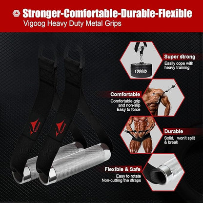Heavy Duty Metal Workout Handles，Replacement Grip Attachments for Cable Machines, Resistance Bands