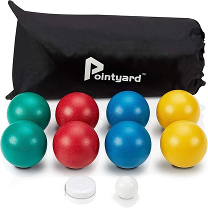 Pointyard 84mm Bocce Ball Set, Outdoor Games for Adults and Family, Backyard Ball Set with 8 PE
