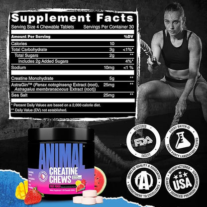 Animal Creatine Chews Tablets - Enhanced Creatine Monohydrate with AstraGin to Improve Absorption
