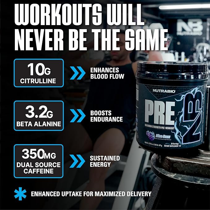 NutraBio Preworkout Powder, Blue Razz| Explosive Energy, Laser Focus, Extreme Pumps| Pre Workout