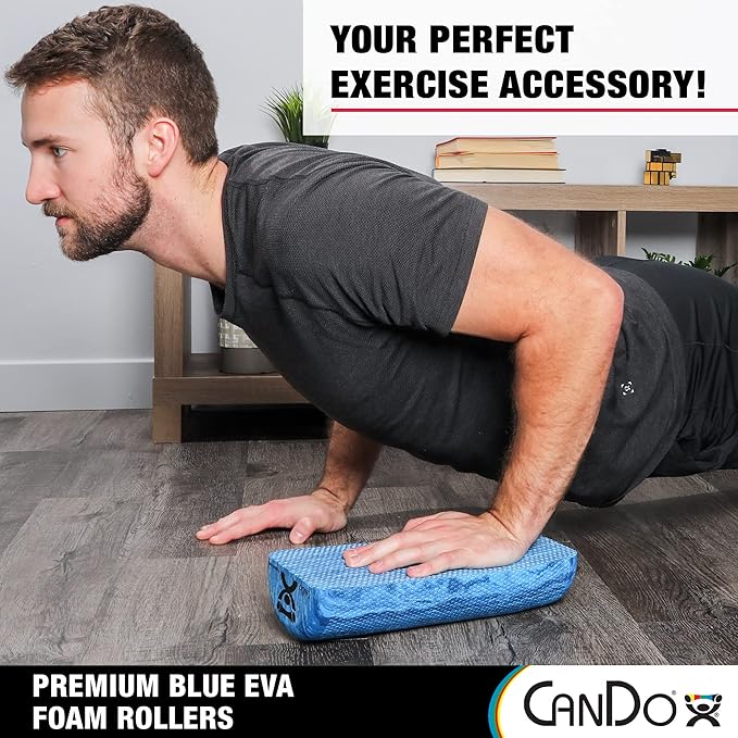 CanDo Blue Marble High Density EVA Foam Roller For Muscle Restoration, Massage Therapy, Sport