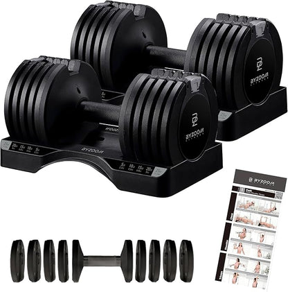 Adjustable Dumbbell – 12.5/25lb Single Unit OR Set of 2 – 5-in-1 Adjustable Weight for Home Gym
