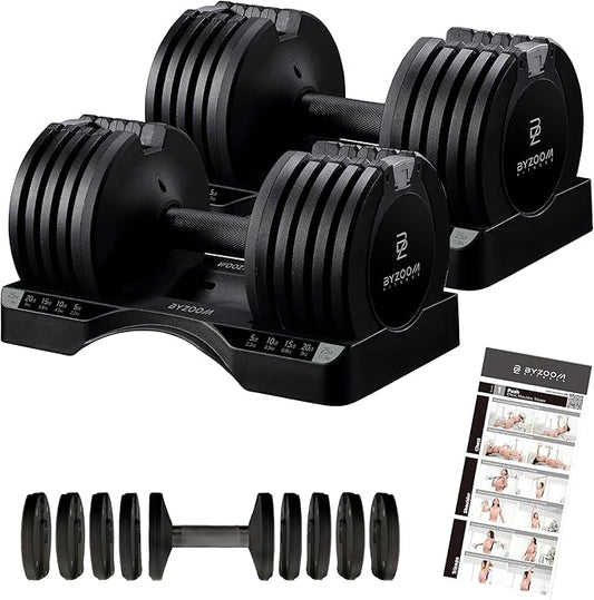 Adjustable Dumbbell – 12.5/25lb Single Unit OR Set of 2 – 5-in-1 Adjustable Weight for Home Gym