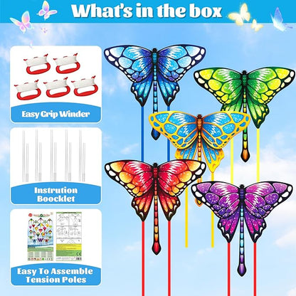 Easy to Fly Kites for Kids & Adults, Butterfly Kites with String & Hand for Beach,Outdoor Toys