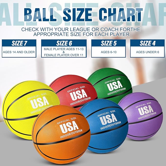 Libima 12 Pcs Operation Christmas Rubber Basketballs Official Size Bulk with Pump Multicolor Basket
