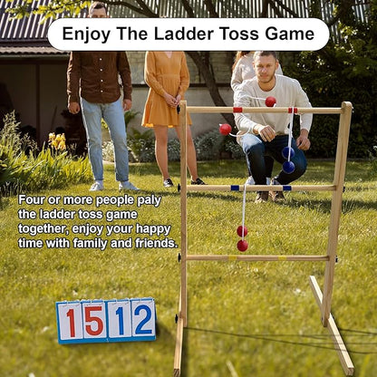 Ladder Ball Set with 2 Ladders 6 Bolas and Scoreboard Lawn Game Ladder Toss Outdoor Ladder Toss