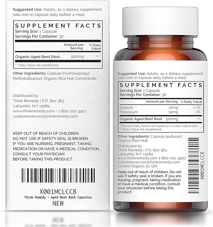Aged Beet Root Capsules - Beet Pills for Stamina - Organic Beet Root Powder - Nitric Oxide